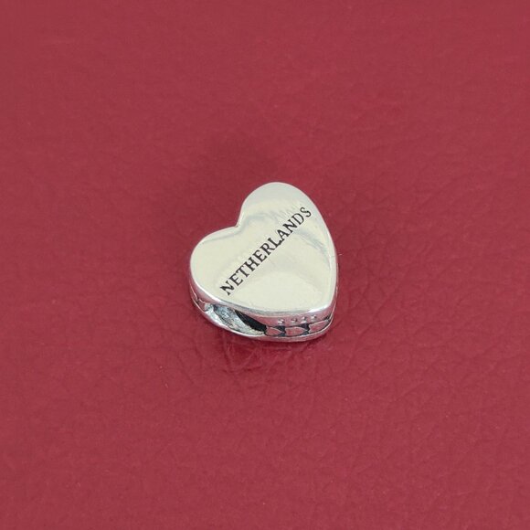 Pandora Netherlands and Tulip Heart Bead Charm S925 Sterling Silver Pendant - Picture 7 of 7